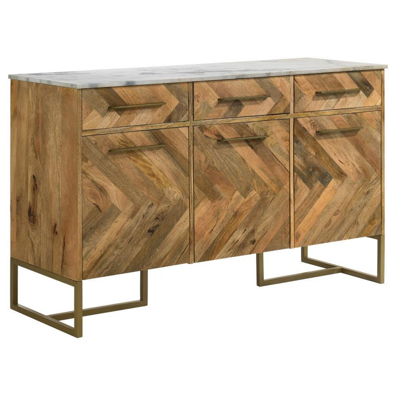 Keaton - Marble Top Herringbone Accent Cabinet - JaxCo Furniture