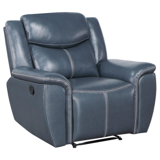 Sloane - Upholstered Padded Arm Recliner Chair - Blue - JaxCo Furniture