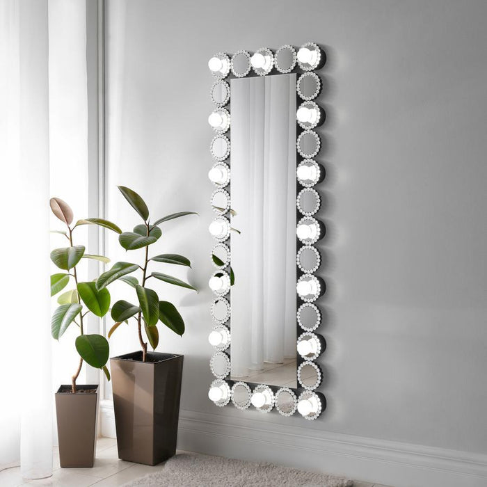 Aghes - Wall Mirror With Lighting - Silver - JaxCo Furniture