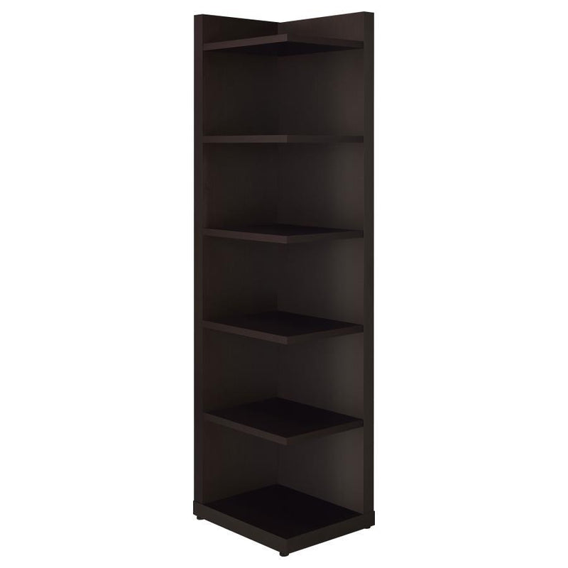 Alder - 6-Shelf Corner Bookcase - Cappuccino - JaxCo Furniture