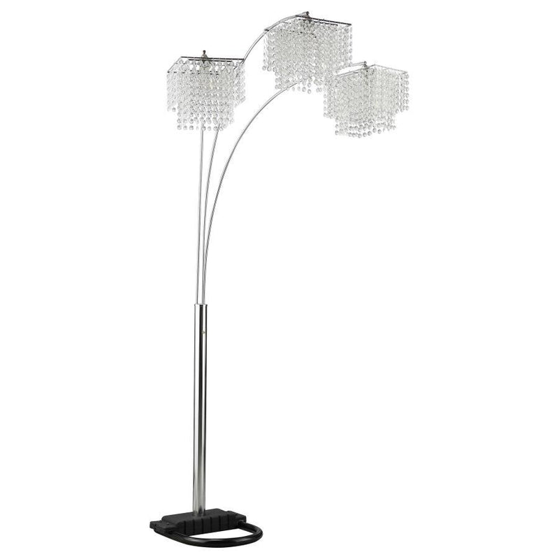 Miriam - Hanging Crystal Arc Floor Lamp - Chrome - JaxCo Furniture