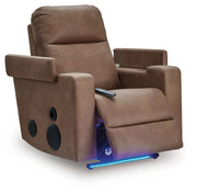 Lorrenton - Glider Power Recliner With Audio System - Caramel - JaxCo Furniture