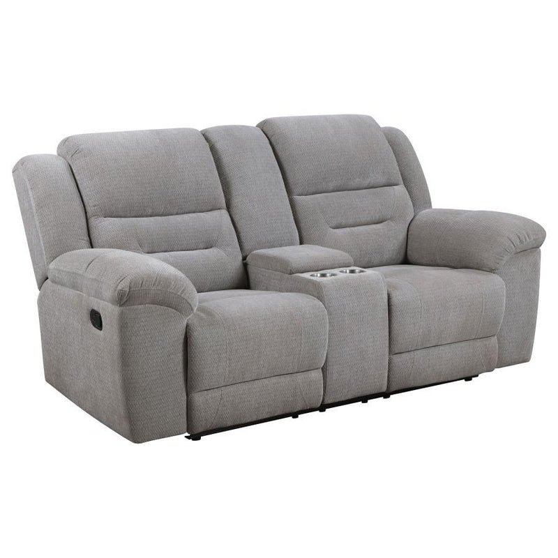 Gilson - Chenille Upholstered Reclining Loveseat - Gray - JaxCo Furniture