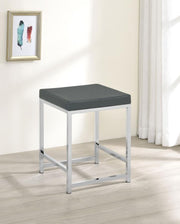 Afshan - Upholstered Square Padded Vanity Stool - Chrome - JaxCo Furniture