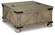 Aldwin - Gray - Cocktail Table With Storage - Square - JaxCo Furniture