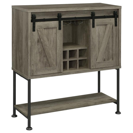 Claremont - Sliding Door Home Bar Wine Cabinet - Gray Driftwood - JaxCo Furniture