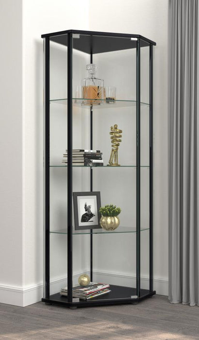 Zenobia - 4-Shelf Curio Cabinet Display Case - Black - JaxCo Furniture