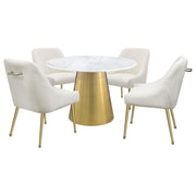 Ambrose - Round Marble Top Dining Table - Brushed Gold - JaxCo Furniture