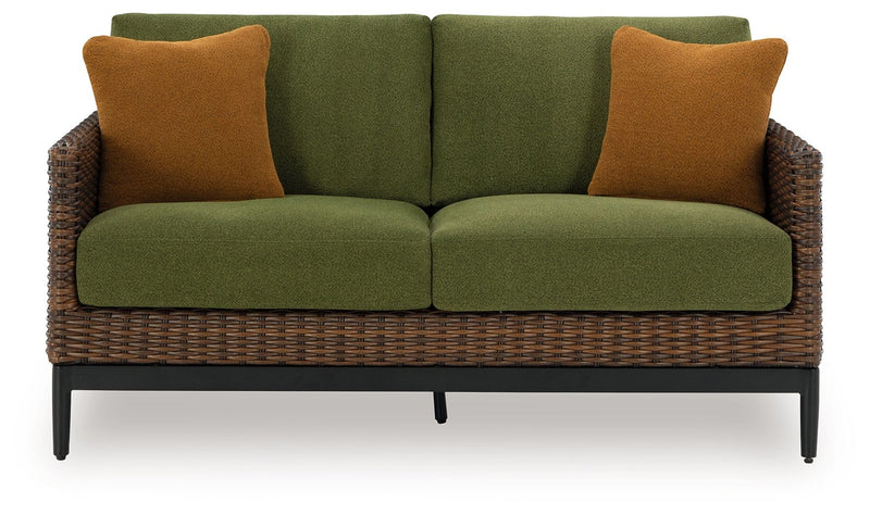Horizon Hall - Brown / Green - Loveseat With Cushion - JaxCo Furniture