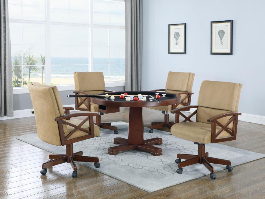 Marietta - 5 Piece Dining And Game Table Set - Tobacco - JaxCo Furniture