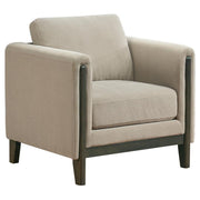 Islington - Fabric Upholstered Panel Arm Accent Chair - Taupe - JaxCo Furniture
