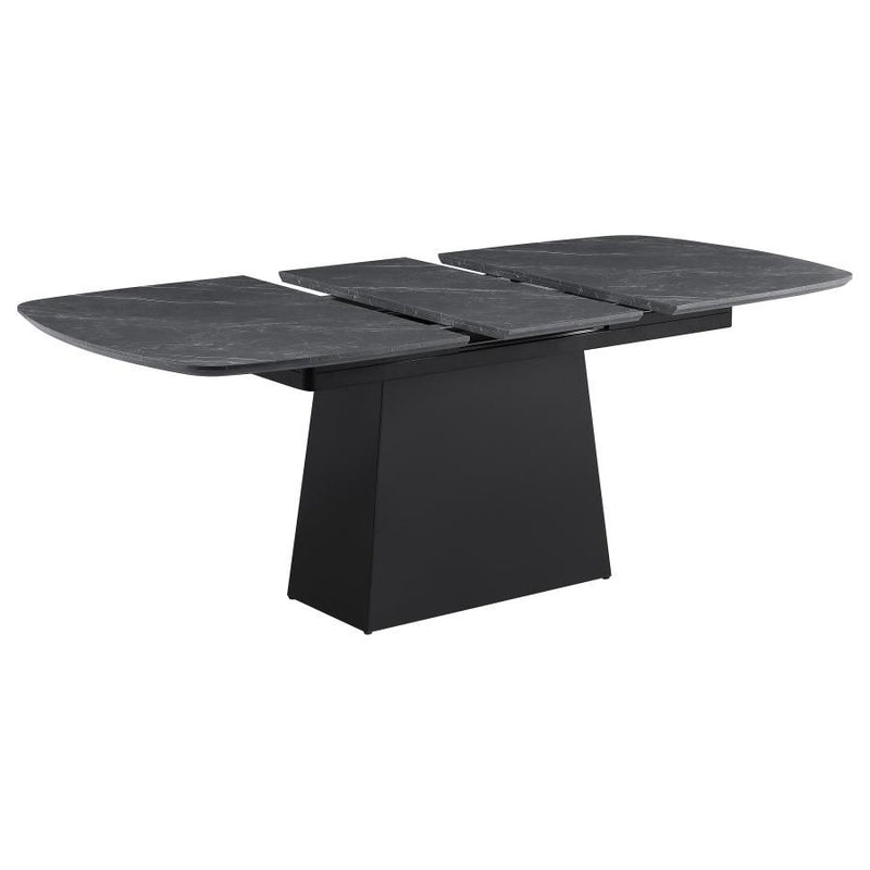 Potero - Faux Marble Extension Leaf Dining Table - Black - JaxCo Furniture