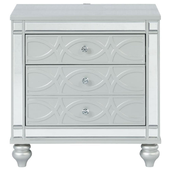 Gunnison - 2-Drawer Nightstand - Silver Metallic - JaxCo Furniture