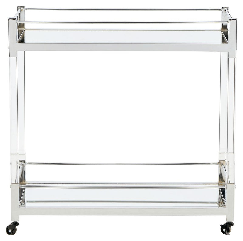 Chaseton - Clear / Silver Finish - Bar Cart - JaxCo Furniture