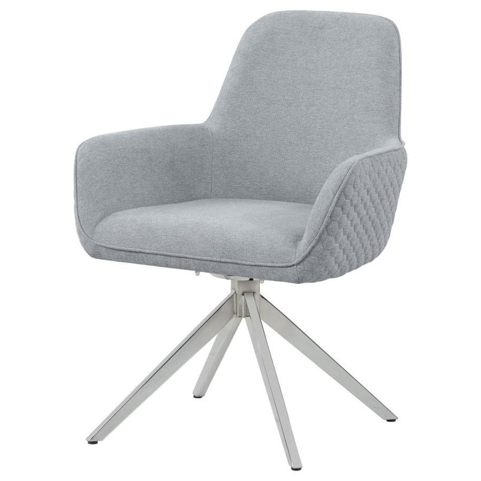 Abby - Fabric Upholstered Swivel Dining Arm Chair - Light Gray - JaxCo Furniture