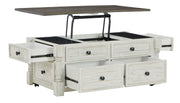 Havalance - White / Gray - Lift Top Cocktail Table with Storage Drawers - JaxCo Furniture