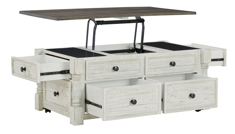 Havalance - White / Gray - Lift Top Cocktail Table with Storage Drawers - JaxCo Furniture