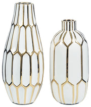 Mohsen - Gold Finish / White - Vase Set (Set of 2) - JaxCo Furniture