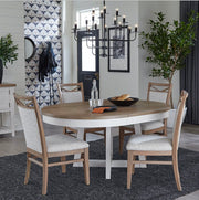 Americana Modern Dining - Round Extendable Dining Table And 4 Upholstered Chairs - Cotton - JaxCo Furniture