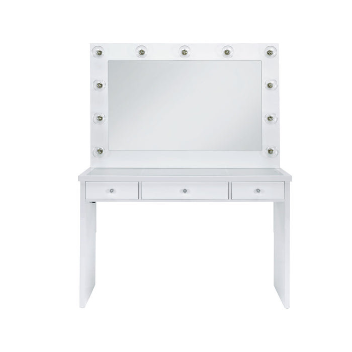 Ariana - Complete Vanity With Lightbulbs - Glossy White - JaxCo Furniture