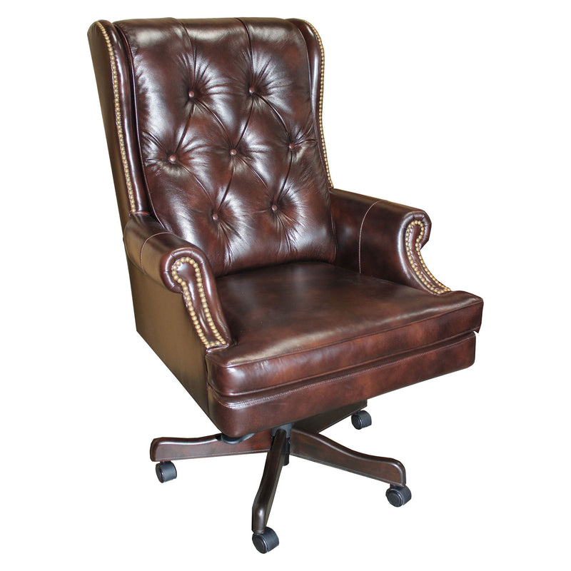 Dc#112 - Leather Desk Chair - Havana With Brown Base - JaxCo Furniture