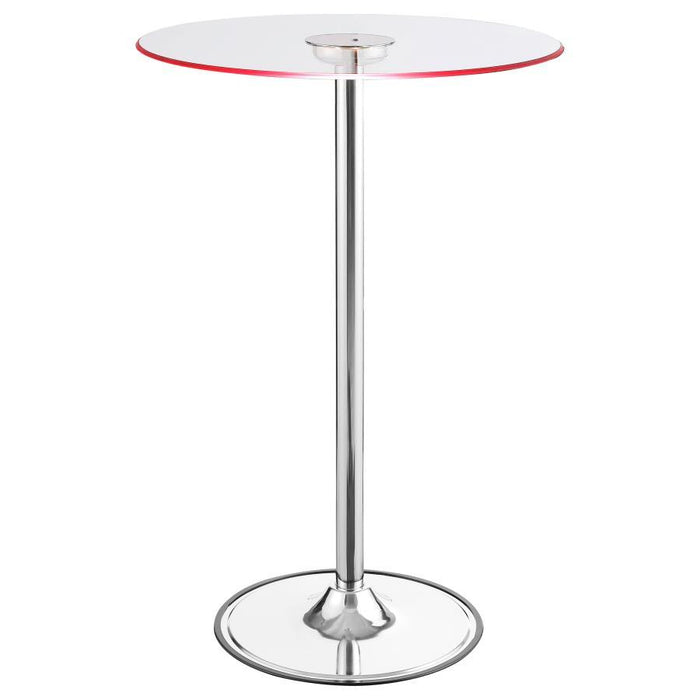 Thea - Round Glass Top LED Bistro Bar Table - Chrome - JaxCo Furniture