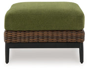 Horizon Hall - Brown / Green - Ottoman With Cushion - JaxCo Furniture