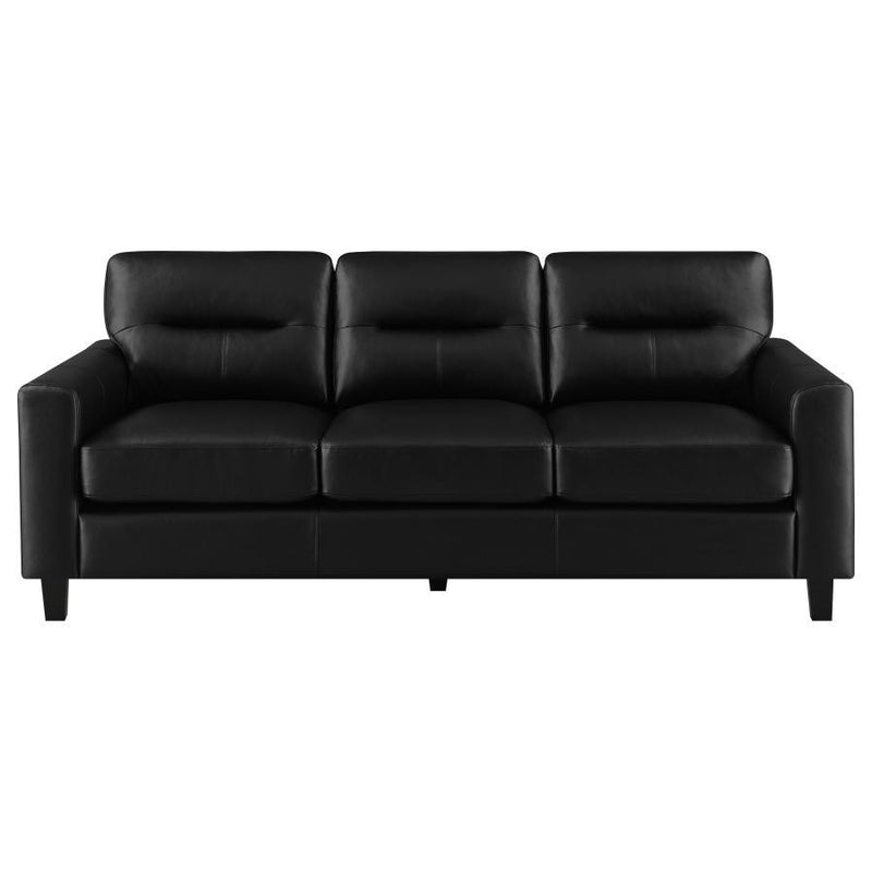 Scotland - Faux Leather Upholstered Track Arm Sofa - JaxCo Furniture