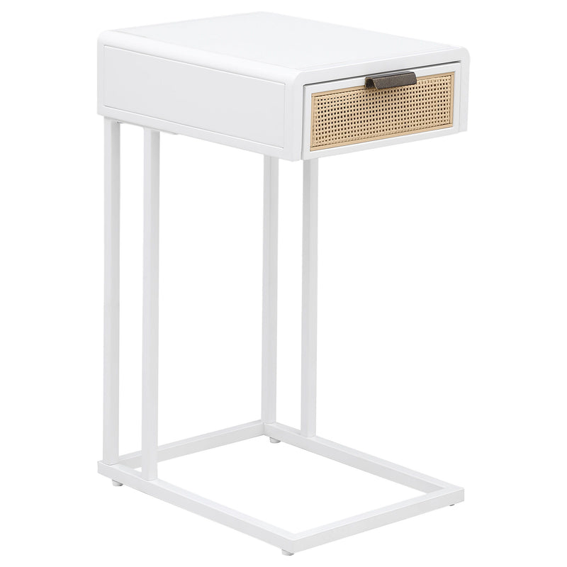 Amherst - 1-Drawer Radio Weave Cane Metal Side Table - JaxCo Furniture
