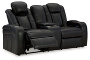 Caveman Den - Midnight - Power Reclining Loveseat with Console/ Adj Hdrst - JaxCo Furniture