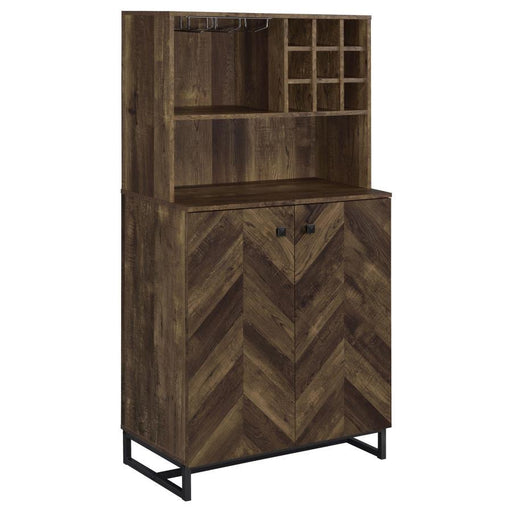 Mendoza - 2 Door Home Bar Cabinet Wine Storage - Rustic Oak - JaxCo Furniture