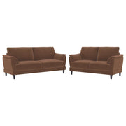 Selma - 2 Piece Velvet Upholstered Crescent Arm Sofa Set - Rust - JaxCo Furniture