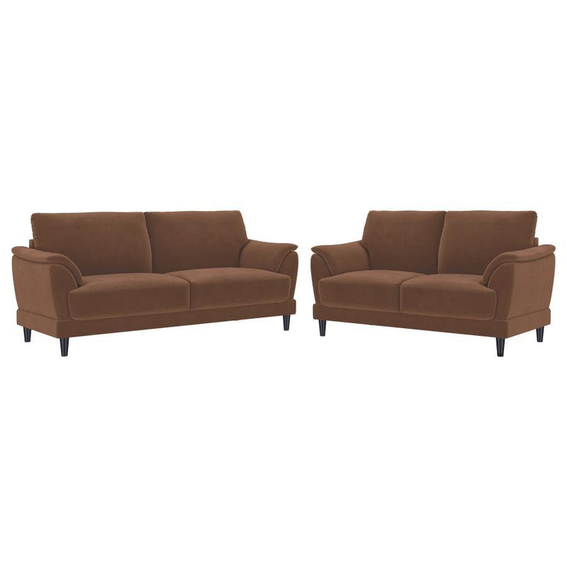 Selma - 2 Piece Velvet Upholstered Crescent Arm Sofa Set - Rust - JaxCo Furniture