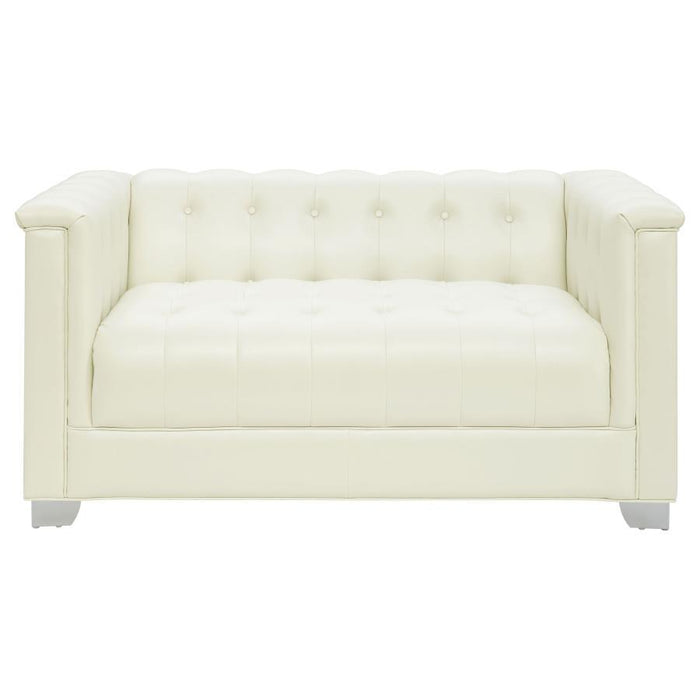 Chaviano - Upholstered Track Arm Loveseat - Pearl White - JaxCo Furniture