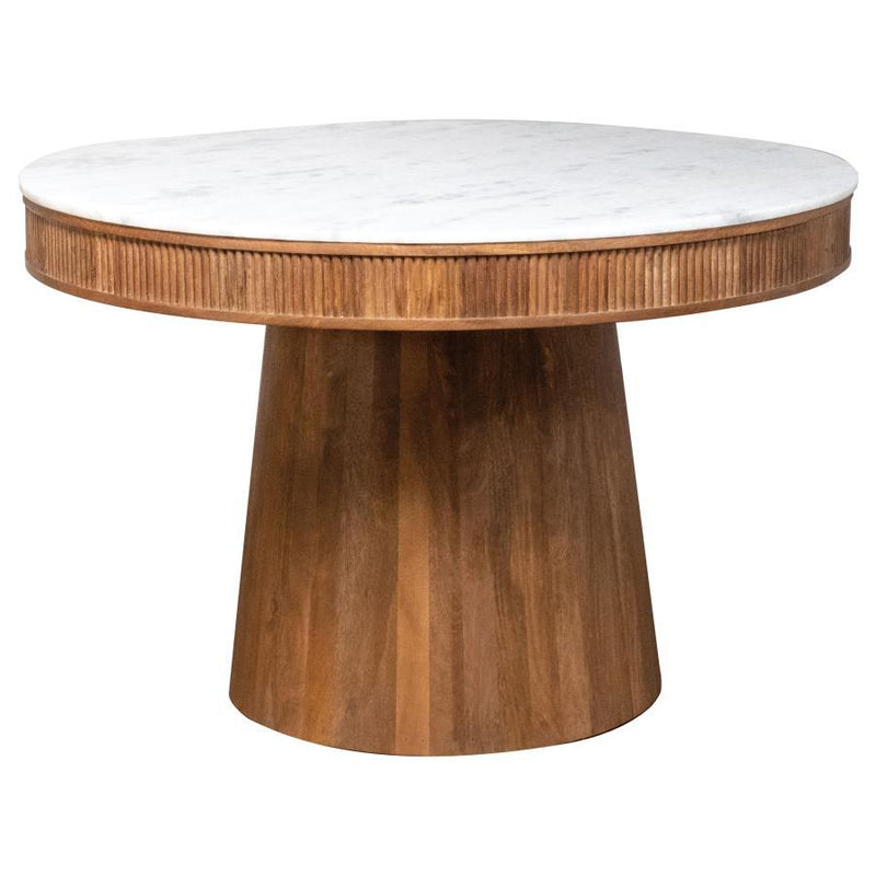 Ortega - Round Marble Top Wood Dining Table - Natural - JaxCo Furniture