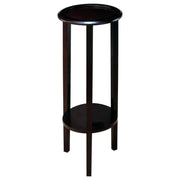 Kirk - 1-Shelf Round Wood Plant Stand Side Table - Espresso - JaxCo Furniture