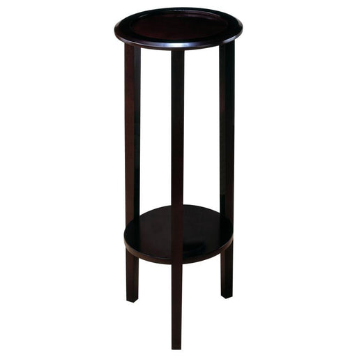 Kirk - 1-Shelf Round Wood Plant Stand Side Table - Espresso - JaxCo Furniture