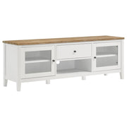 Hollis - 2 Door Wood TV Stand With Drawer - Brown And White - JaxCo Furniture