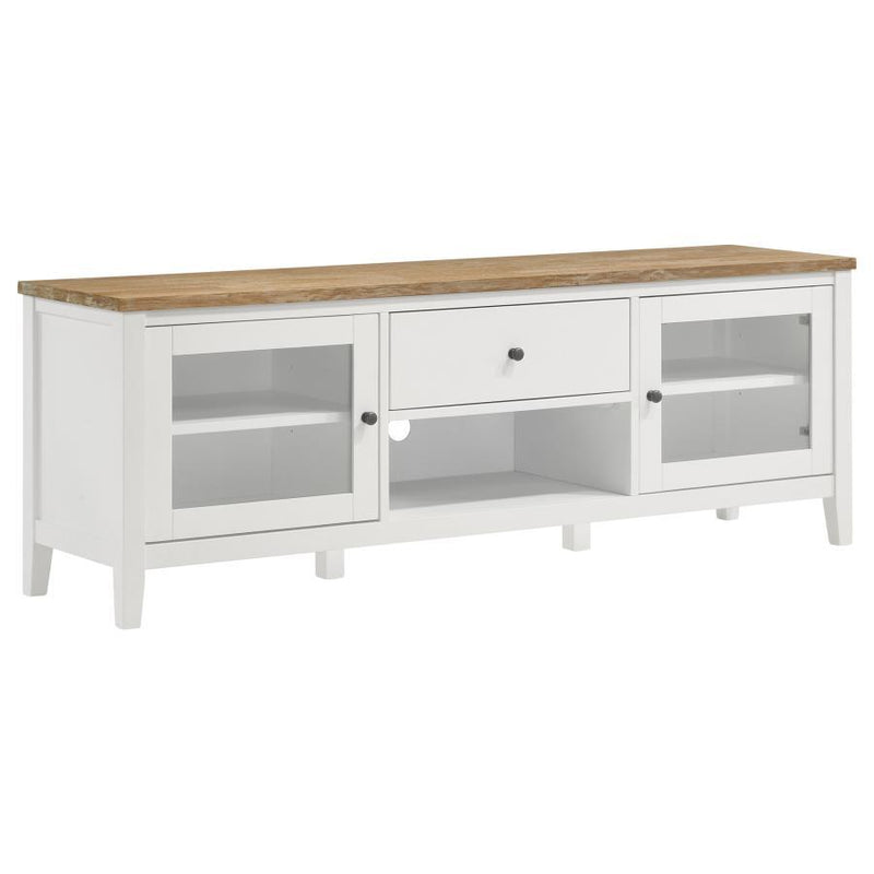 Hollis - 2 Door Wood TV Stand With Drawer - Brown And White - JaxCo Furniture