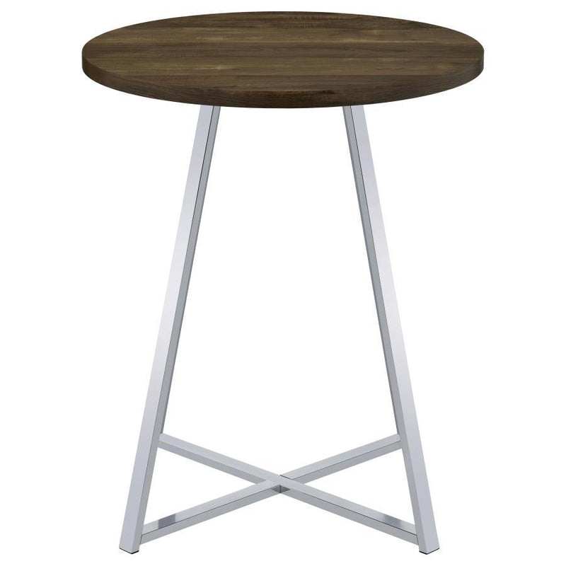 Burkhart - Round Pub Height Bistro Bar Table - Brown Oak - JaxCo Furniture