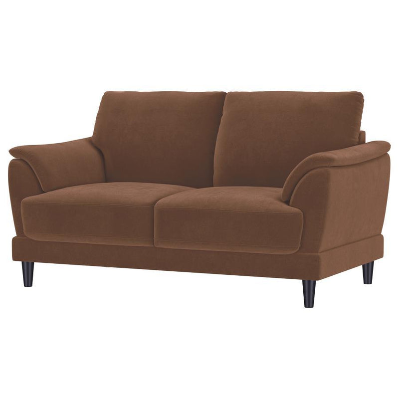 Selma - Velvet Upholstered Crescent Arm Loveseat - Rust - JaxCo Furniture