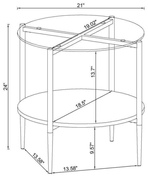 Cadee - Round Glass Top End Table - White And Chrome - JaxCo Furniture