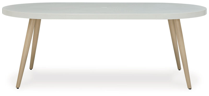 Seton Creek - White - Oval Dining Table With Umb Opt - JaxCo Furniture
