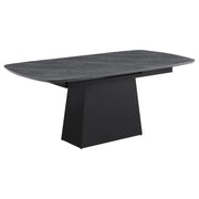Potero - Faux Marble Extension Leaf Dining Table - Black - JaxCo Furniture