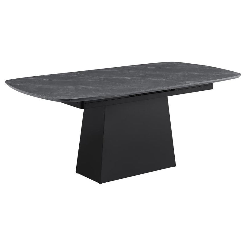 Potero - Faux Marble Extension Leaf Dining Table - Black - JaxCo Furniture