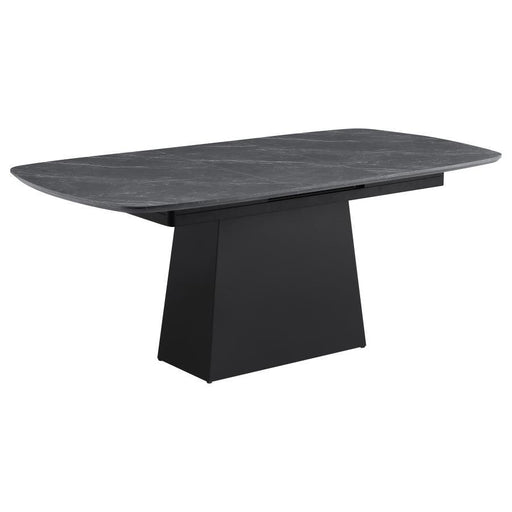 Potero - Faux Marble Extension Leaf Dining Table - Black - JaxCo Furniture