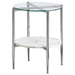 Cadee - Round Glass Top End Table - White And Chrome - JaxCo Furniture