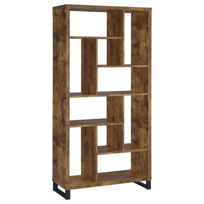 Delwin - 6-Shelf Bookshelf - Rustic Nutmeg - JaxCo Furniture