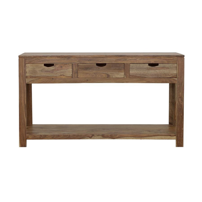 Esther - 3-Drawer Wood Console Table - Natural Sheesham - JaxCo Furniture