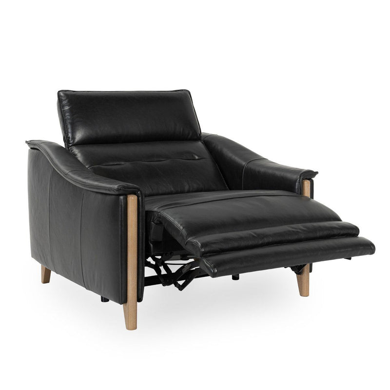 Cullman - Leather Power Recliner Accent Chair - Black - JaxCo Furniture